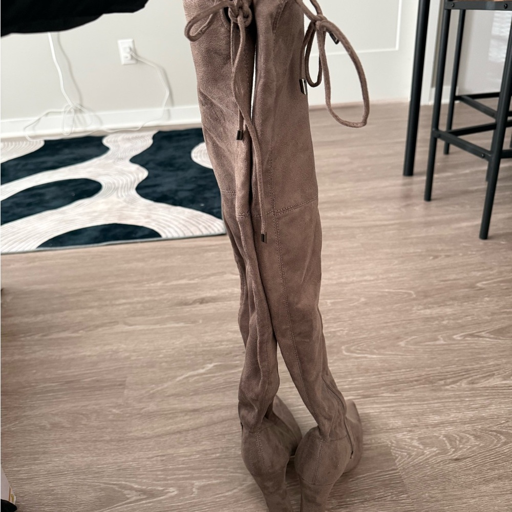 Brown Suede Over-the-Knee Boots - Picture 2 of 5